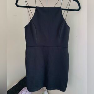 Black mini dress with cross straps
